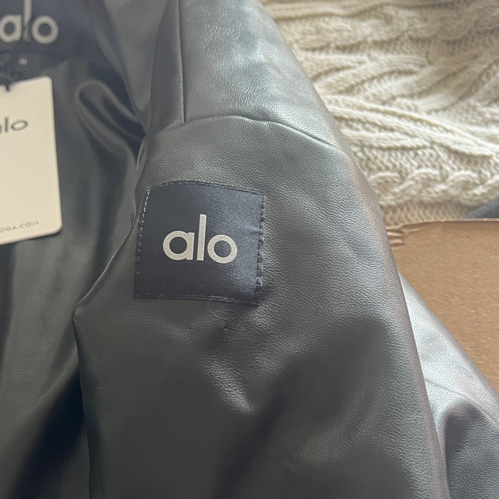 ALO Yoga Women's Dark Gray Faux Leather Jacket - Picture 10 of 10